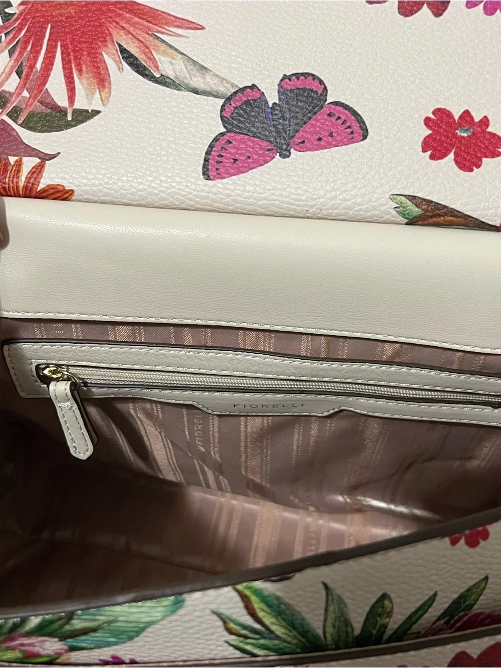 NWT Fiorelli Flynn Large Satchel Savannah Multicolor Floral Handbag Shoulder Bag